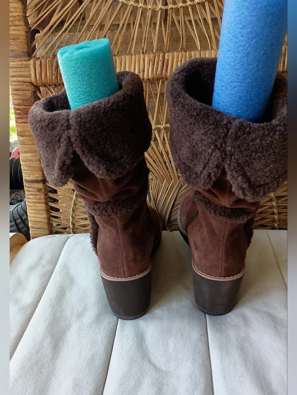 Anne Klein Women’s Brown Suede Shearling Cuff Winter Boots_10